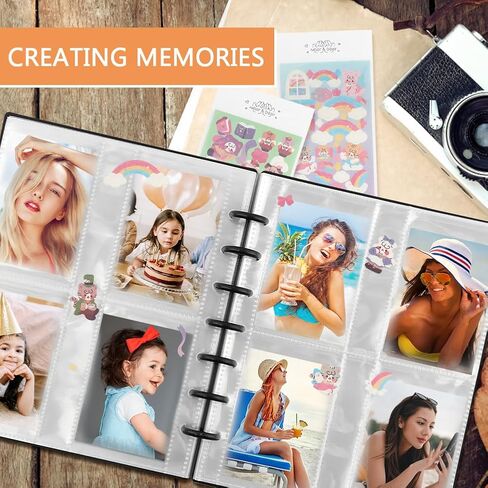 مجلد بطاقات الصور، 20 صفحة داخلية، كتاب حامل بطاقات الصور مقاس 3 بوصة، 80 جيبًا، مناسب للعائلة وحفلات الزفاف وألبوم السفر وبطاقة النجوم (قطعتان من الملصقات المزخرفة) in Kuwait