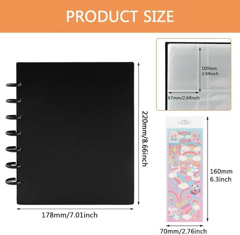 مجلد بطاقات الصور، 20 صفحة داخلية، كتاب حامل بطاقات الصور مقاس 3 بوصة، 80 جيبًا، مناسب للعائلة وحفلات الزفاف وألبوم السفر وبطاقة النجوم (قطعتان من الملصقات المزخرفة) in Kuwait