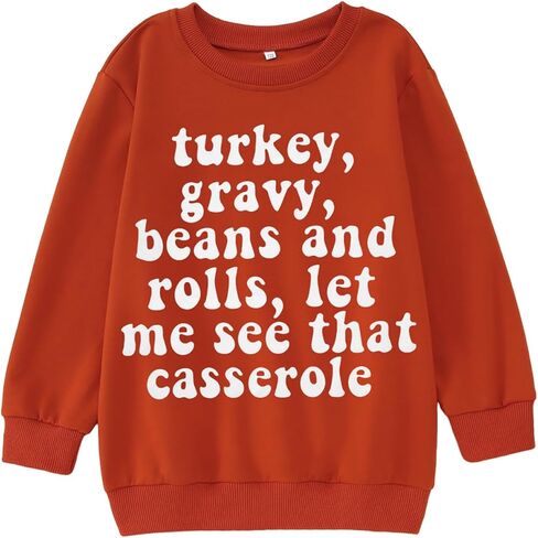 Boys Girls Thanksgiving Outfits Big Kids Turkey Letter Printed Sweatshirt Casual Crewneck Pullover Long Sleeve Top in Saudi Arabia