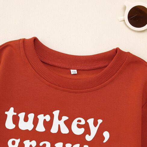 Boys Girls Thanksgiving Outfits Big Kids Turkey Letter Printed Sweatshirt Casual Crewneck Pullover Long Sleeve Top in Saudi Arabia