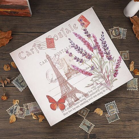 Hipiwe Vintage Treasure Chest Box Wooden + PU Leather Decorative Keepsake Box Large Wooden Storage Box Memento Case Box for Jewelry Photos Books Gift Box Home Decor, Lavender Pattern in Kuwait