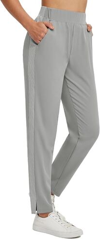 BALEAF Golf Pants for Women with Zipper Pockets Stretch High Waist UPF50+ Athletic Travel Work Sweatpants Dark Grey L in Saudi Arabia