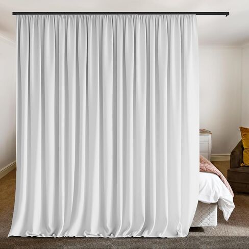 ستارة مقسمة للغرفة متعددة الوظائف معتمة تمامًا وتقسيم الخصوصية لغرفة الستارة معزولة حراريًا لتقليل الضوضاء ومناسبة لمسار الستارة ونظام القضيب، 15 قدمًا عرضًا × 8 أقدام ارتفاعًا، بيج، لوحة واحدة in Kuwait