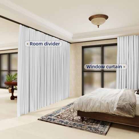 ستارة مقسمة للغرفة متعددة الوظائف معتمة تمامًا وتقسيم الخصوصية لغرفة الستارة معزولة حراريًا لتقليل الضوضاء ومناسبة لمسار الستارة ونظام القضيب، 15 قدمًا عرضًا × 8 أقدام ارتفاعًا، بيج، لوحة واحدة in Kuwait