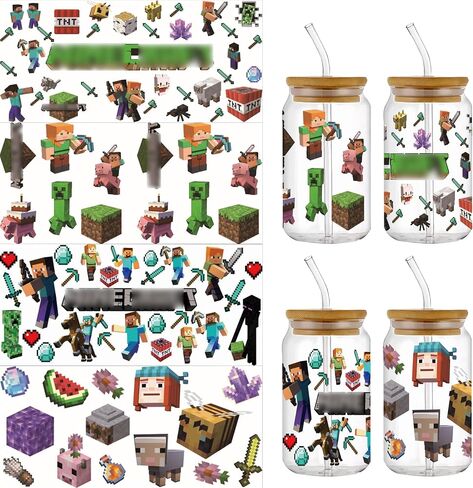 4 Sheets Halloween UV DTF Transfer Wraps for Glass Cups, Halloween Movie Waterproof Uvdtf Decal for Water Bottles, Halloween Gifts for Kids Teens Adults (B) in Saudi Arabia