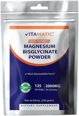 Vitamatic Magnesium Bisglycinate 2000mg لكل وجبة يدعم صحة العضلات والمفاصل والقلب 250 جرام - 125 وجبة in Kuwait
