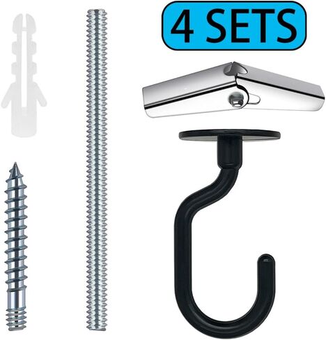 4 Sets Large Swag Ceiling Hooks Heavy Duty Swag Hook with Hardware for Hanging Plants Ceiling Installation Cavity Wall Fixing (4 Sets White) in Saudi Arabia
