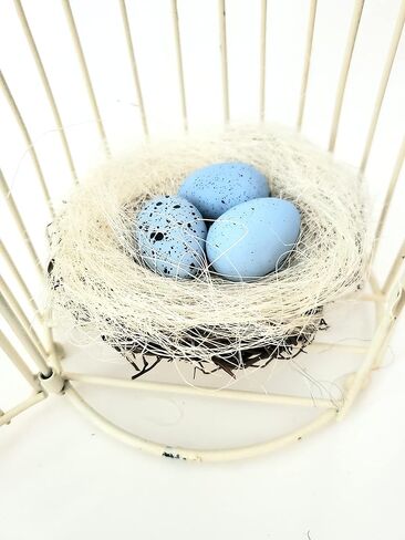 Distressed White Metal Birdcage Candle Holder, Bonus Egg Nest in Saudi Arabia