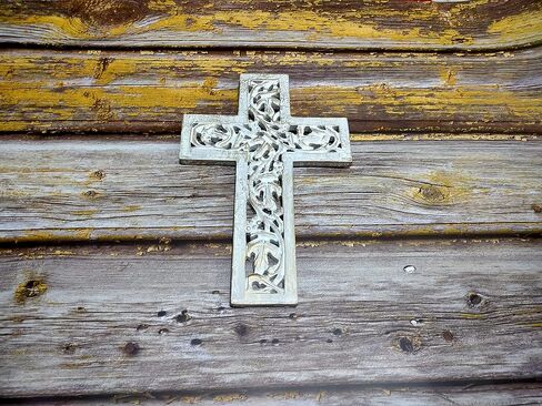 S.B.ARTS Wall Cross Handmade Wooden Design French Plaque Hanging Wall Crucifix with Floral Carving Hanging Cross for Wall Decor, Church Hanging Ornament, Living Room Home Decor (Black) in Kuwait