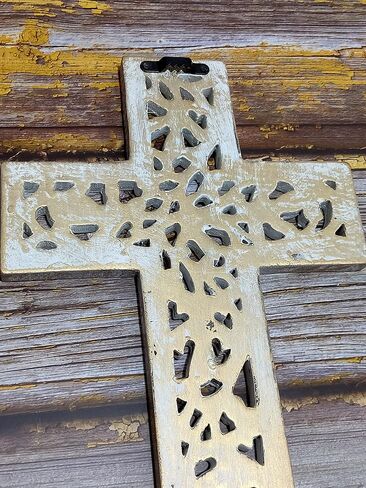 S.B.ARTS Wall Cross Handmade Wooden Design French Plaque Hanging Wall Crucifix with Floral Carving Hanging Cross for Wall Decor, Church Hanging Ornament, Living Room Home Decor (Black) in Kuwait