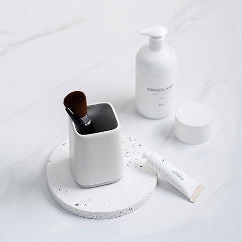 حامل أقلام مكتبي مكون من قطعتين من Cerpourt، حامل فرشاة مكياج على شكل كأس لطيف بلونين، حامل أقلام منظم لسطح المكتب متين للمكتب، طاولة الزينة، لوازم المكتب (رمادي) in Kuwait