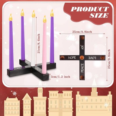 مجموعة من 5 شموع LED مقاس 10.6 بوصة مع حامل شموع متقاطعة شموع عيد الميلاد مع جهاز تحكم عن بعد، شمعة كاثوليكية عديمة اللهب بلاستيكية أرجوانية ووردية وأبيض للاحتفال بعيد الميلاد في الكنيسة in Kuwait