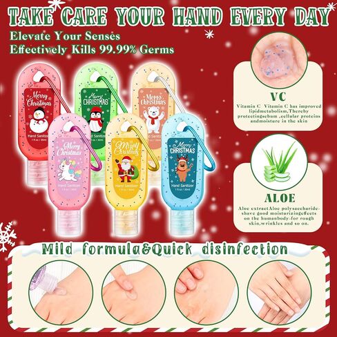 24 Packs Christmas Hand Sanitizers Keychains Gifts Mini Hand Sanitizer Bulk Hand Soap 1fl oz Travel Size Hand Sanitizer Keychains Gifts Set Xmas Party Favors Treat Goodie Bags Stocking Stuffers Gifts in Kuwait