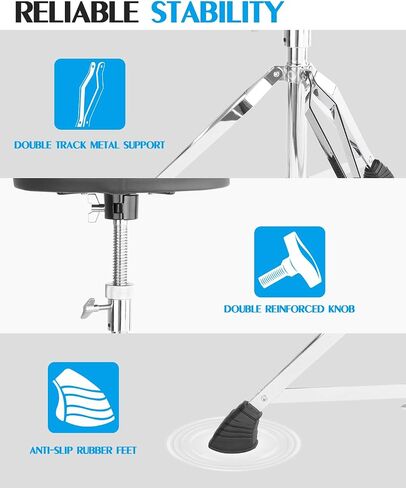 STRICH Drum Stool Set, Padded Seat Height Adjustable Drum Throne with 5A Drumsticks for Adults Beginner Drummers, SDB-10B, Black in Saudi Arabia