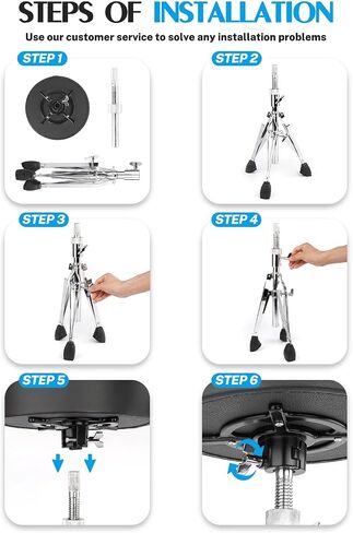 STRICH Drum Stool Set, Padded Seat Height Adjustable Drum Throne with 5A Drumsticks for Adults Beginner Drummers, SDB-10B, Black in Saudi Arabia