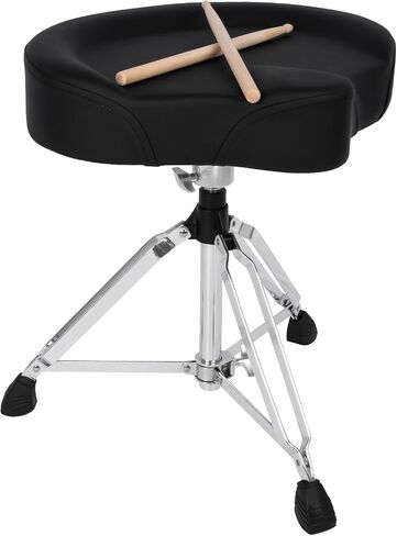 STRICH Drum Stool Set, Padded Seat Height Adjustable Drum Throne with 5A Drumsticks for Adults Beginner Drummers, SDB-10B, Black in Saudi Arabia