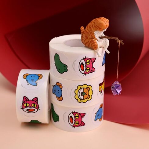 500PCS Animal Stickers 1 Inch Animal Snake Roll Stickers Envelope Stickers Cute Vinyl Waterproof Round Stickers Label Tag Seal Sticker for for Kids Teens Birthday Party Decor Supply Reward in Saudi Arabia