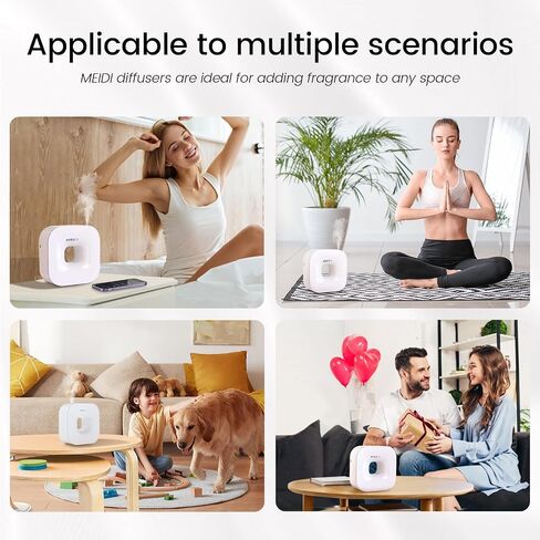 MEIDI Waterless Essential Oil Diffuser - Bluetooth Cordless Aromatherapy Diffuser with App Control, Smart Timer Setting, Hang-up Design and Wide Coverage for Home, Office, Hotel and SPA - Black in Saudi Arabia