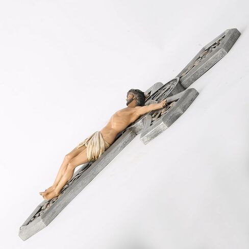 BC Catholic Medal Saint Benedict Crucifix Wall Cross, Jesus Christ Home Decor, Religious Gifts, Metal Carve Look, Sliver and Realistic Finish, 12"H Hand Painted by Buildclassic in Saudi Arabia
