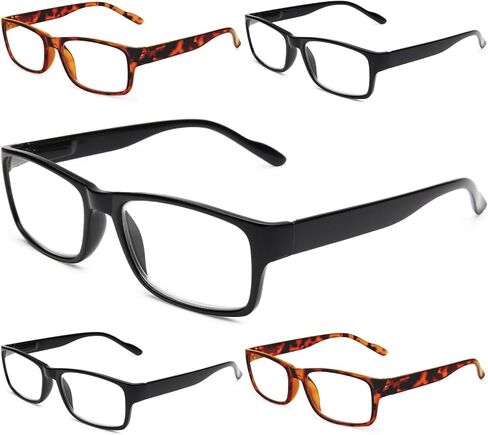 Gaoye 5-Pack Reading Glasses Blue Light Blocking,Spring Hinge Readers for Women Men Anti Glare Filter Lightweight Eyeglasses (I1 turtle mix, 4x) in Saudi Arabia