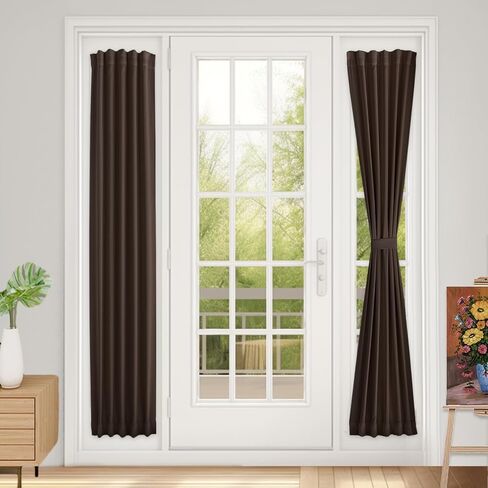 Vatge Narrow Window Curtains Privacy Door Curtain for Doorways SideLight Door Window Curtains, 1 Panel, W12 x L72, Brown in Kuwait
