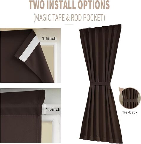 Vatge Narrow Window Curtains Privacy Door Curtain for Doorways SideLight Door Window Curtains, 1 Panel, W12 x L72, Brown in Kuwait