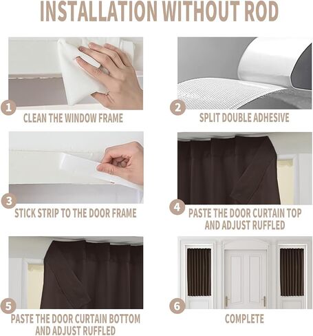 Vatge Narrow Window Curtains Privacy Door Curtain for Doorways SideLight Door Window Curtains, 1 Panel, W12 x L72, Brown in Kuwait
