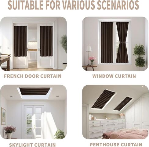 Vatge Narrow Window Curtains Privacy Door Curtain for Doorways SideLight Door Window Curtains, 1 Panel, W12 x L72, Brown in Kuwait