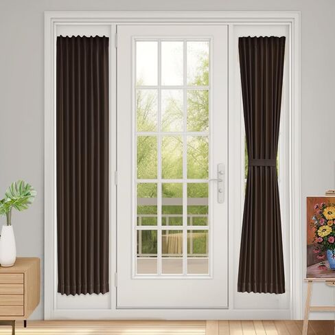 Vatge Narrow Window Curtains Privacy Door Curtain for Doorways SideLight Door Window Curtains, 1 Panel, W12 x L72, Brown in Kuwait