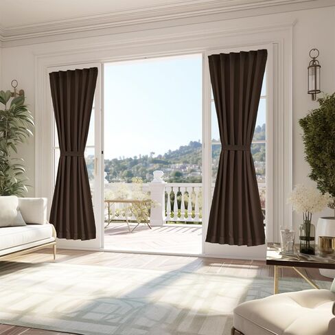 Vatge Narrow Window Curtains Privacy Door Curtain for Doorways SideLight Door Window Curtains, 1 Panel, W12 x L72, Brown in Kuwait