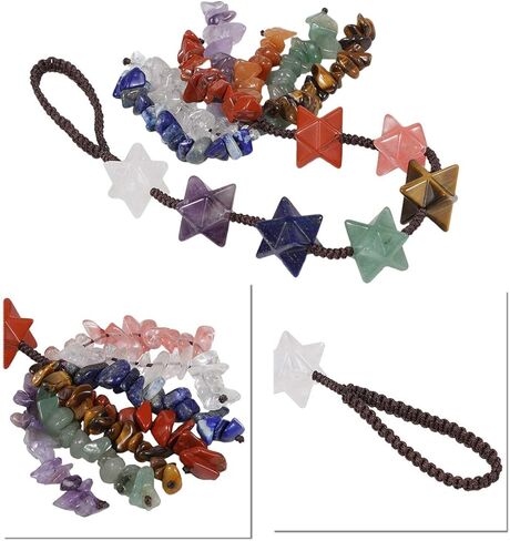 mookaitedecor Rose Quartz Heart Crystals Hanging Ornament, Healing Stones Tumbled Gemstones for Car & Home Decor, Reiki Yoga Meditation, 12-12.6 Inches in Kuwait