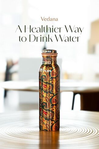 VEDANA Premium Ayurvedic Pure Copper Water Bottle | Leak Proof 1 Liter Copper Vessel for Drinking Water | Great Water Bottle for Sports, Yoga & Everyday Use in Saudi Arabia
