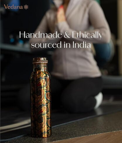 VEDANA Premium Ayurvedic Pure Copper Water Bottle | Leak Proof 1 Liter Copper Vessel for Drinking Water | Great Water Bottle for Sports, Yoga & Everyday Use in Saudi Arabia