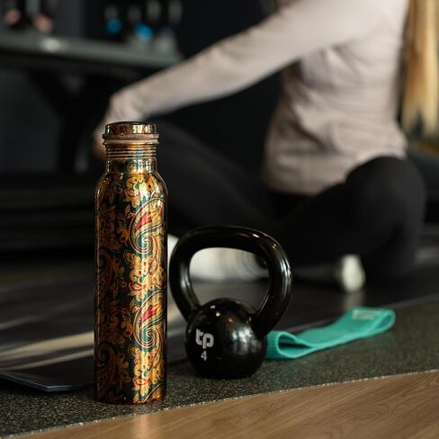 VEDANA Premium Ayurvedic Pure Copper Water Bottle | Leak Proof 1 Liter Copper Vessel for Drinking Water | Great Water Bottle for Sports, Yoga & Everyday Use in Saudi Arabia