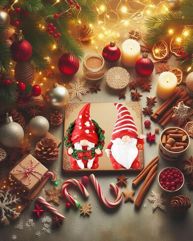 Duo Resin Snowman Figurines with Lighted Christmas Tree Wreath - Christmas Decorations Indoor Snowman Decor Ornaments Centerpiece - Winter Holiday (Snowmen) in Saudi Arabia