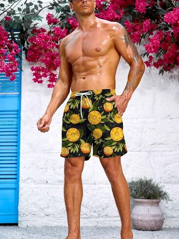 OYOANGLE Men's Floral Print Shorts Quick Dry Swim Suits Athletic Sport Shorts in Saudi Arabia