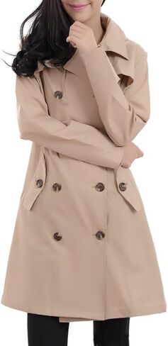 معطف المطر النسائي من QZUnique، معطف واق من المطر خفيف الوزن بغطاء للرأس، سترة واقية خارجية قابلة للتنفس، سترات مطر مقاومة للماء in Kuwait