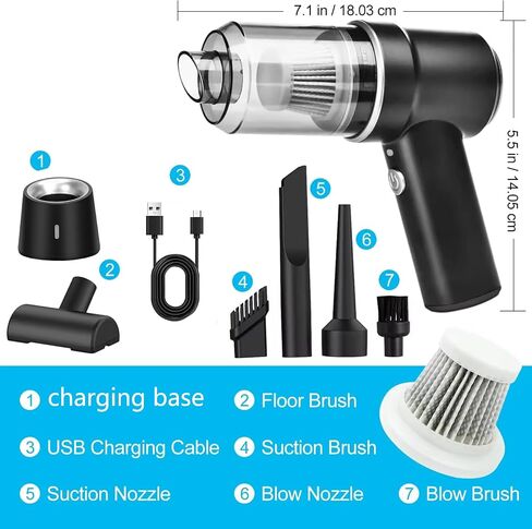 Handheld Vacuum Cleaner Cordless, 8000PA Car Vacuum Portable Cordless,2 in 1 Vacuum Cleaner and Air Duster with LED Light, Multi-Nozzles, High Power Hand Vacuum for Home, Pet, Car and Office in Saudi Arabia