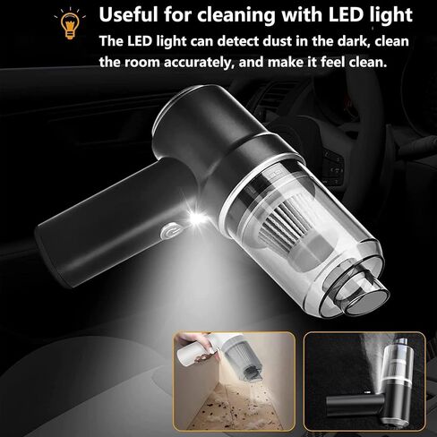 Handheld Vacuum Cleaner Cordless, 8000PA Car Vacuum Portable Cordless,2 in 1 Vacuum Cleaner and Air Duster with LED Light, Multi-Nozzles, High Power Hand Vacuum for Home, Pet, Car and Office in Saudi Arabia