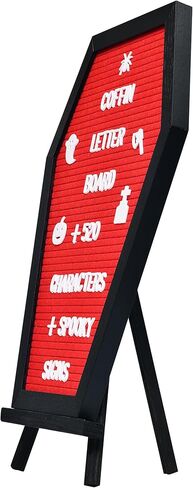 لوحة حروف التابوت - 520 شخصية من شخصيات الهالوين المخيفة مع حامل خشبي وحقيبة قماش - 16 × 11 بوصة - لوحة رسائل لباد لمستلزمات وديكور الهالوين في المنزل والمكتب (أسود) in Kuwait