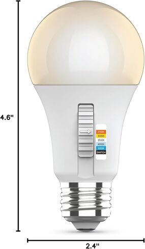 Feit Electric A19 LED Light Bulb, 60W Equivalent, Dimmable, Color Selectable 6-Way, E26 Medium Base, 90 CRI, 800 Lumens, 22-Year Lifetime, OM60DM/6WYCA/2, 2-Pack in Saudi Arabia
