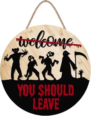 شخصيات فيلم رعب الهالوين ثلاثية الأبعاد علامة ترحيب لديكور الشرفة للباب الأمامي، علامة إكليل باب الهالوين، شماعة الباب الأمامي للترحيب بالهالوين، علامة باب فيلم الرعب الهالوين/ديكور/ديكورات المنزل in Kuwait