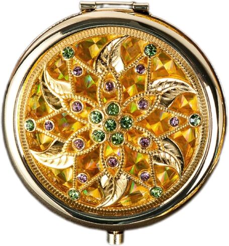 TANG SONG1PC خمر خمسة أنماط الزهور الصغيرة نمط مستحضرات التجميل ماكياج جيب محفظة التكبير جوهرة مرآة (الذهبي) in Kuwait