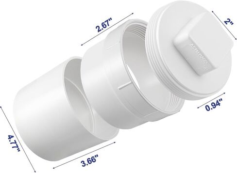 KIBBEH 4" PVC Sewer Cleanout Adapter with Plug Pipe Fitting, PVC DWV Flush Sewer Cleanout Cap, For Use With 4-Inch Sewer and Drain Pipe in Saudi Arabia