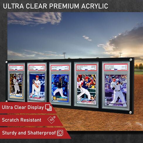 Baseball Cards Display Frame，Acrylic Wall Mount Card Display Stand fit for Pokemon Cards,Football Cards,Basketball Cards,Hockey Cards,Graded Cards,Trading Card,Sport Cards(4pcs) in Saudi Arabia