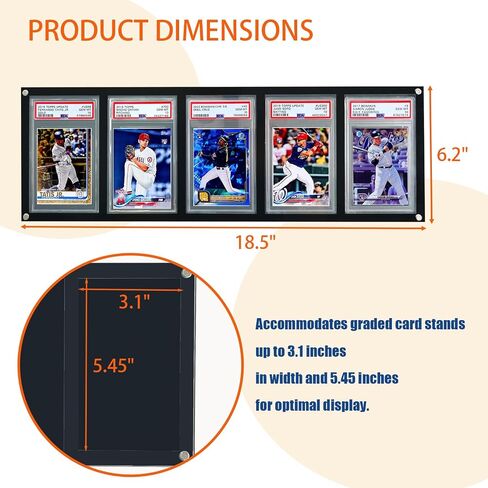Baseball Cards Display Frame，Acrylic Wall Mount Card Display Stand fit for Pokemon Cards,Football Cards,Basketball Cards,Hockey Cards,Graded Cards,Trading Card,Sport Cards(4pcs) in Saudi Arabia