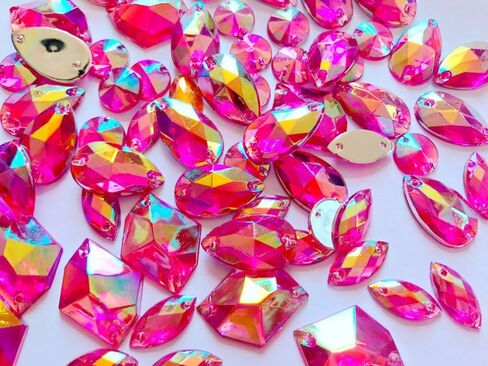 Zbroh 300pcs Mixed Shape Size deep Blue Crystal sew on Rhinestones Acryl Loose Beads Hand Sewing Strass in Saudi Arabia