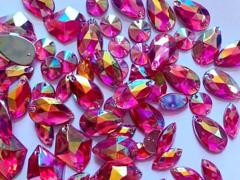 Zbroh 300pcs Mixed Shape Size deep Blue Crystal sew on Rhinestones Acryl Loose Beads Hand Sewing Strass in Saudi Arabia