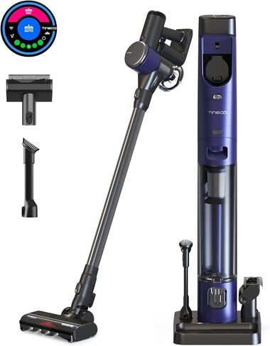 مكنسة كهربائية لاسلكية Tineco Pure ONE Station مع قاعدة غبار أوتوماتيكية سعة 3 لتر، مكنسة كهربائية ذكية ذات شفط قوي وخفيفة الوزن، فرشاة ZeroTangle للأرضيات الصلبة والسجاد وشعر الحيوانات الأليفة، باللون الأبيض in Kuwait