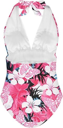 Dolyues Women's One Piece Swimsuit Halter Backless Ruched Tummy Control Bathing Suit Sexy V-Neck Swimwear S-3XL in Saudi Arabia
